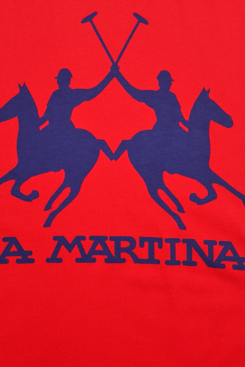La Martina Men Crew Neck Short Sleeve Brand Logo T-Shirt, Red - Image 5