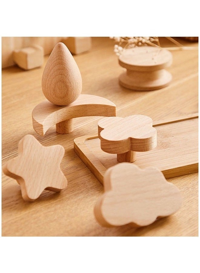Arabest Wooden Cabinet Knobs Decorative Wood Dresser Knobs with Screws Dresser Pulls Wood Marine Woodland Knobs Furniture Knobs Nursery Drawer Handles for Decor (Sky, 6 Sets) - Image 3