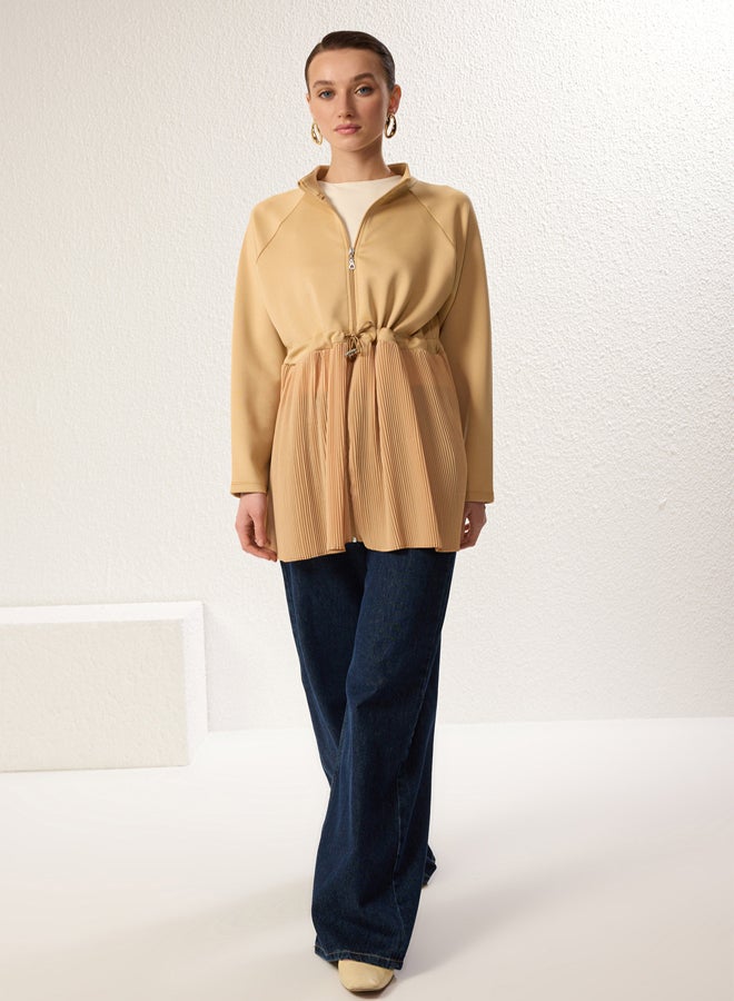 trendyol Beige Diver/Scuba Pleated Zippered Woven Tunic - Image 5