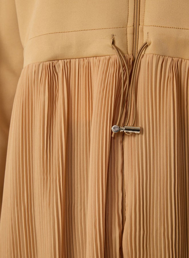 trendyol Beige Diver/Scuba Pleated Zippered Woven Tunic - Image 4