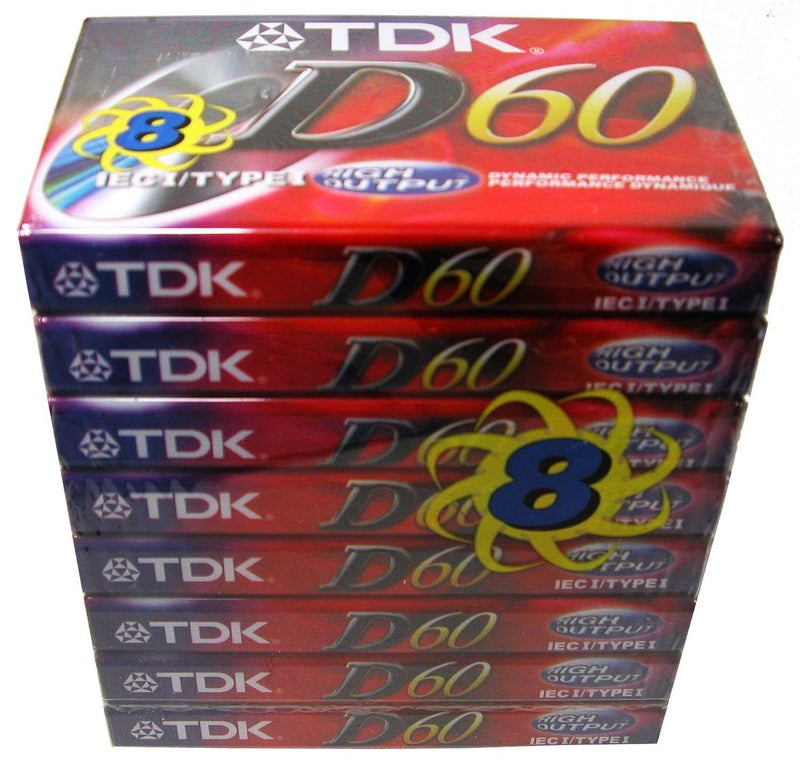 TDK شريط كاسيت صوتي TDK - 60 دقيقة (8 عبوات، أحمر) - Image 1