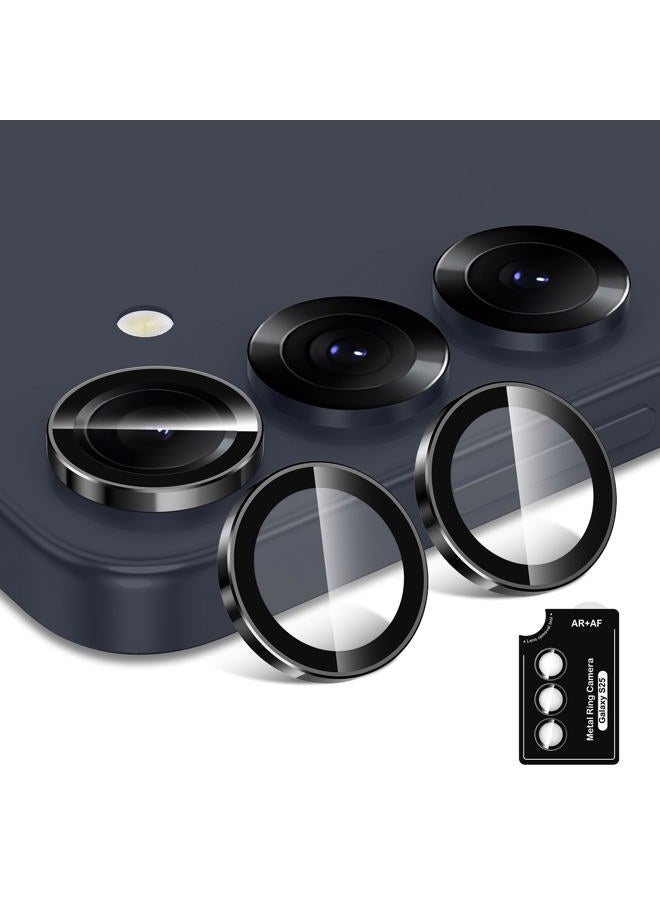 Avocase for Samsung Galaxy S25 Camera Lens Protector, Individual Metal Ring Tempered Glass Lens Cover, [Strong Adsorption] Scratch Resistant Ultra-Thin HD Clear Lens Cover, 1 Set-Black Ring - Image 2