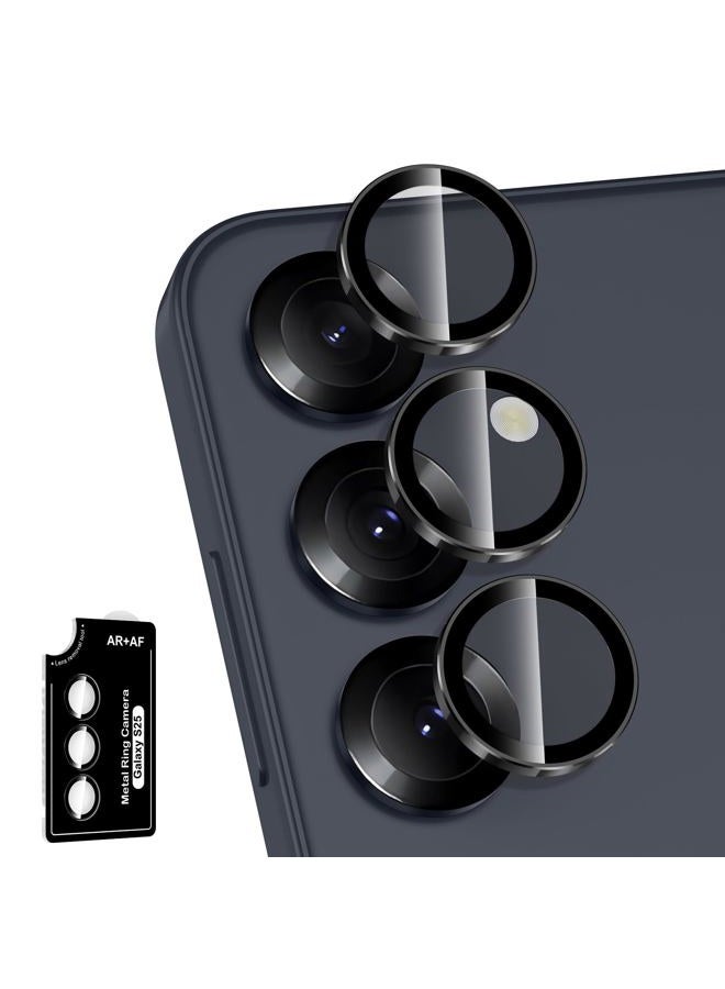 Avocase for Samsung Galaxy S25 Camera Lens Protector, Individual Metal Ring Tempered Glass Lens Cover, [Strong Adsorption] Scratch Resistant Ultra-Thin HD Clear Lens Cover, 1 Set-Black Ring - Image 1