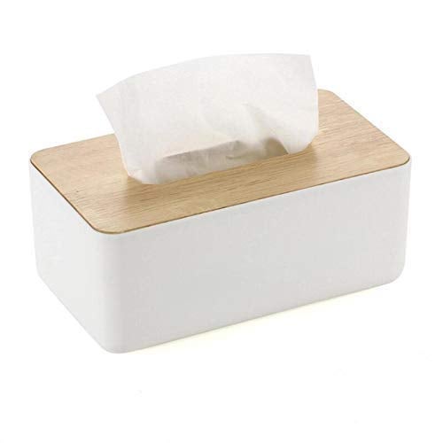 SYGNIUS 1 pc Square Shape Wooden Cover Plastic Tissue Box Holder Paper Napkin Holder Case Tissue Holder Dispenser Organizer for Car Decor Home Room Hotel 1 - Image 1