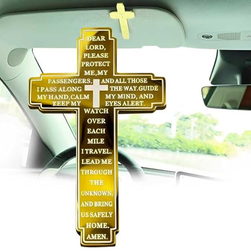 Rawsomes Drive Safe Visor Clip for Car Christian Cross Car Accessory Religious Cross Visor Ornament for Drivers Spiritual Car Charm Gift Idea Gold - Image 1