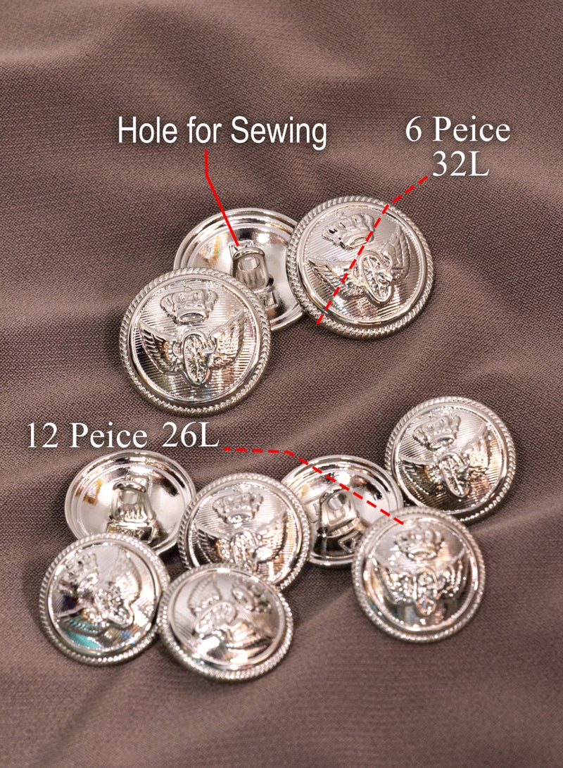 18-Piece Regal Emblem Metal Button Set - 26L and 32L Sizes - Image 2