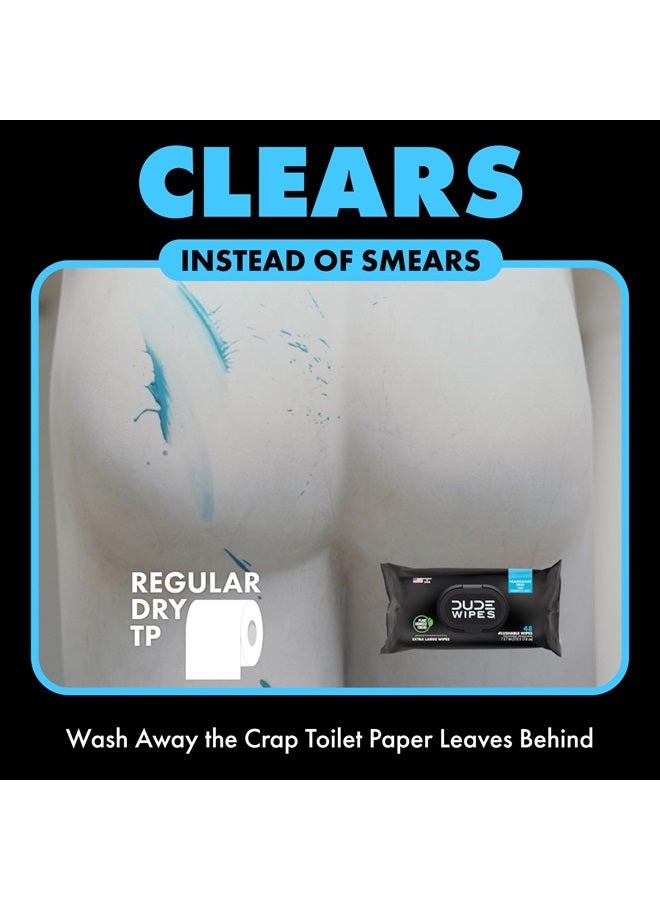 Dude DUDE Wipes - Flushable Wipes - 1 Pack, 48 Wipes - Unscented Extra-Large Adult Wet Wipes - Vitamin-E & Aloe - Septic and Sewer Safe - Image 2
