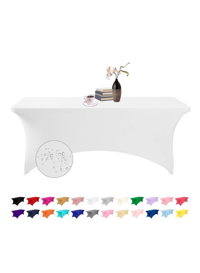 eccwai Spandex 6ft Waterproof Table Cover for Party,Wedding, Banquet, and Events(White) - Image 1