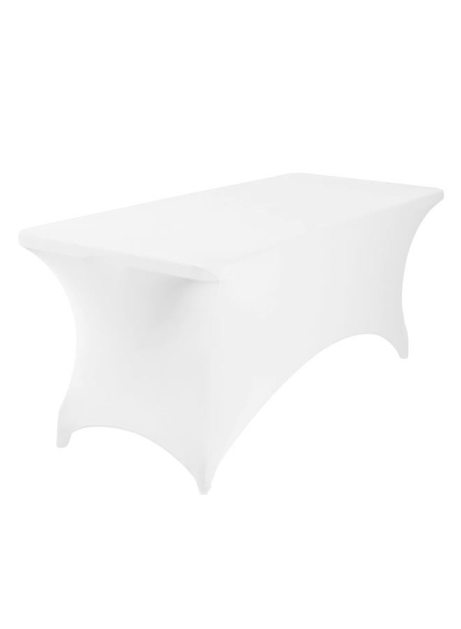eccwai Spandex 6ft Waterproof Table Cover for Party,Wedding, Banquet, and Events(White) - Image 3