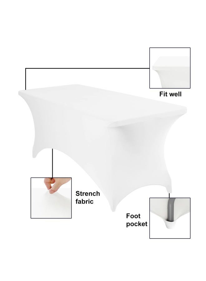 eccwai Spandex 6ft Waterproof Table Cover for Party,Wedding, Banquet, and Events(White) - Image 5