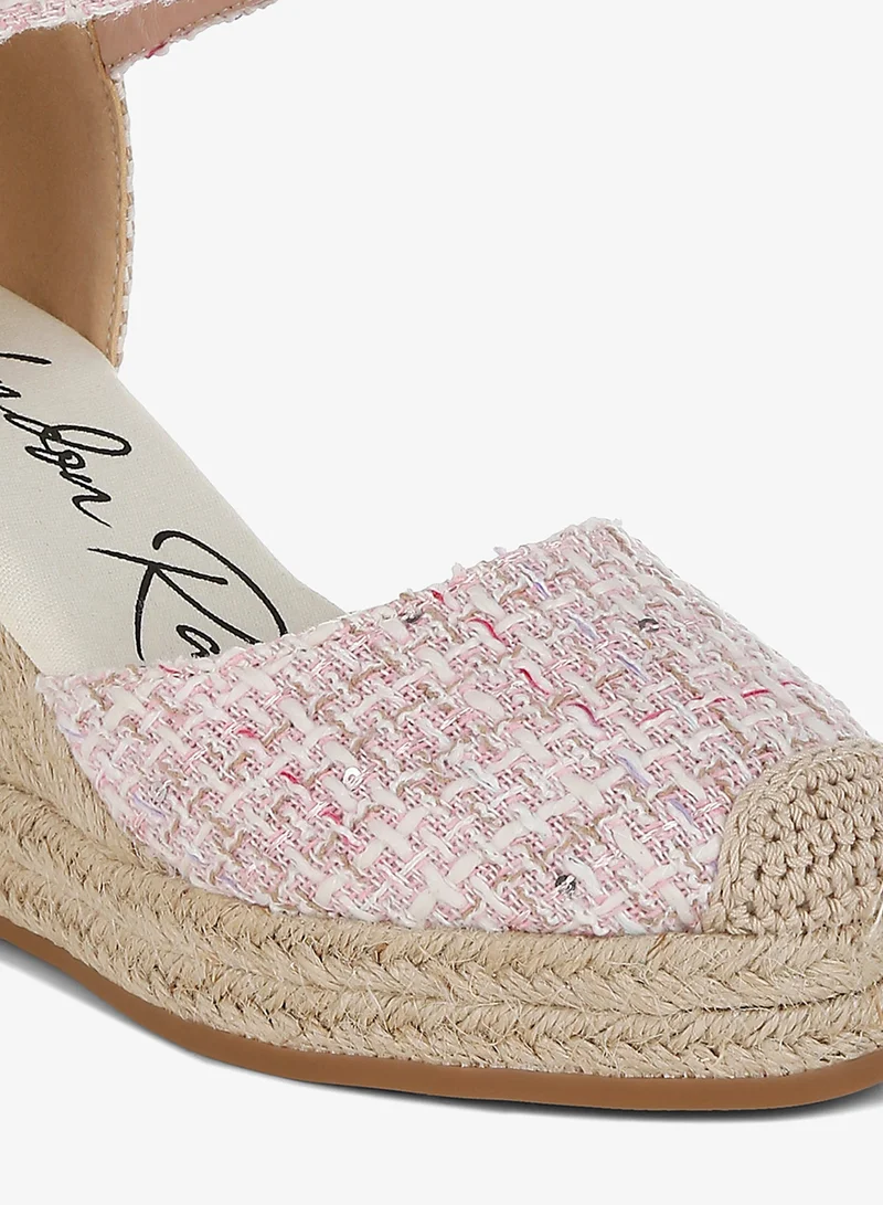London Rag pink Tweed Round Toe Woven Wedges in Pink for Women | Best Price UAE