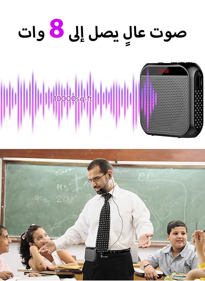 ليوكور ميكروفون بلوتوث، مكبر صوت مع سماعة ميكروفون سلكية، مكبر صوت شخصي للكلام، مكبر صوت للمعلمين، مرشدي الرحلات السياحية/مدربي التدريب/اليوجا/اللياقة البدنية (أسود)  - Image 2