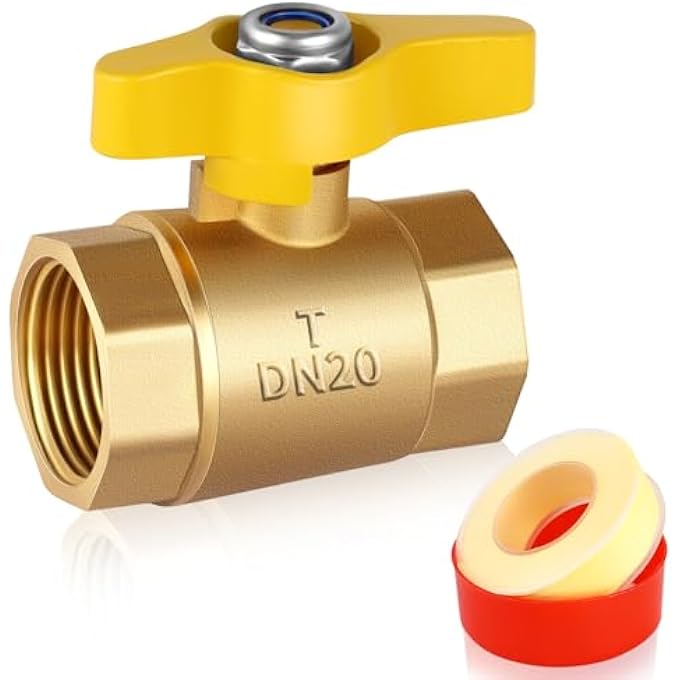 GAS VALVE, 3/4 GAS VALVE, GAS CONTROL VALVE WITH 3/4'' FIP X 3/4'' FIP THREAD, BRASS PROPANE GAS VALVE WITH 1/4-TURN HANDLE, FOR BOILERS, WATER HEATERS, FURNACES, FIREPLACES, AND GAS STOVES - Image 2