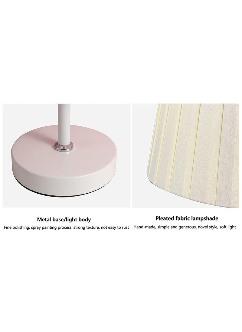 Bolivia's - White Table Lamp, 3 Color Dimmable Desk Nightstand Lamp, Fabric Art Lampshade, 12W Bulb - Image 1