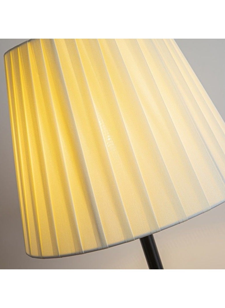 Bolivia's - White Table Lamp, 3 Color Dimmable Desk Nightstand Lamp, Fabric Art Lampshade, 12W Bulb - Image 1
