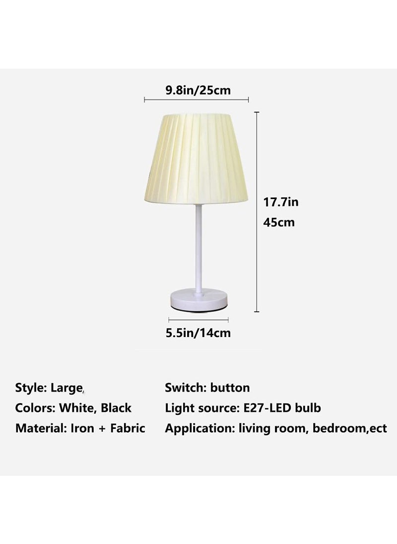 Bolivia's - White Table Lamp, 3 Color Dimmable Desk Nightstand Lamp, Fabric Art Lampshade, 12W Bulb - Image 1
