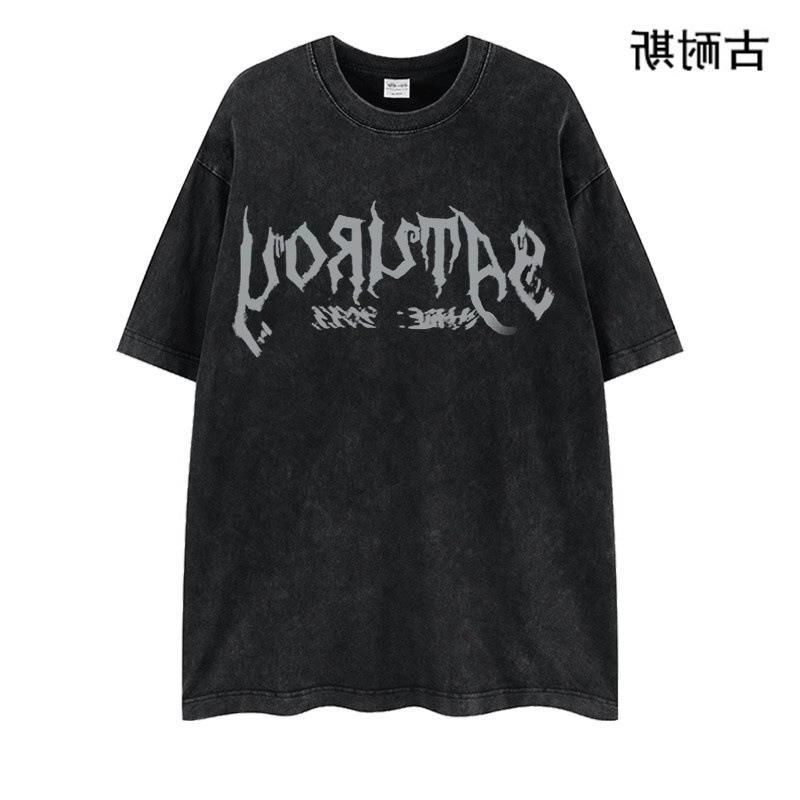 Independent Station High Street American Retro Washed Old Short Sleeve T-Shirt Men'S Loose Clothes Trend - Image 2