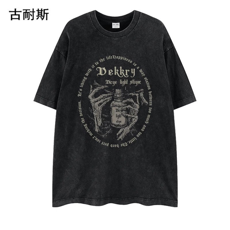 Independent Station High Street American Retro Washed Old Short Sleeve T-Shirt Men'S Loose Clothes Trend - Image 1