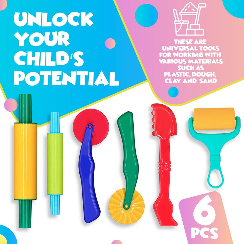 DIMROM Clay and Play Dough Tools Six Piece Set - Ages 3 & Up DIMROM (6pcs) - Image 2