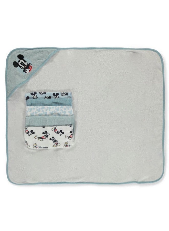Cudlie Accessories Disney Baby Mickey Mouse Hooded Towel with 5 Piece Washcloth Set, Cool Style Print, GS71795 Blue One Size - Image 2