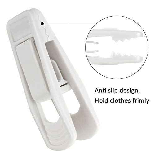Tinfol 40pc Plastic Hanger Clips - Strong Pinch Grip Clips, White Pant Skirt Clip, Multi-Purpose Finger Clip for Slim-line Clothes Hangers - Image 3