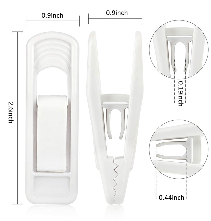 Tinfol 40pc Plastic Hanger Clips - Strong Pinch Grip Clips, White Pant Skirt Clip, Multi-Purpose Finger Clip for Slim-line Clothes Hangers - Image 2
