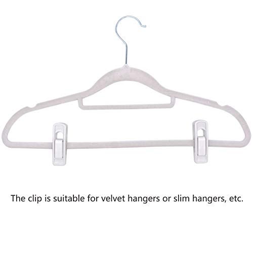 Tinfol 40pc Plastic Hanger Clips - Strong Pinch Grip Clips, White Pant Skirt Clip, Multi-Purpose Finger Clip for Slim-line Clothes Hangers - Image 5