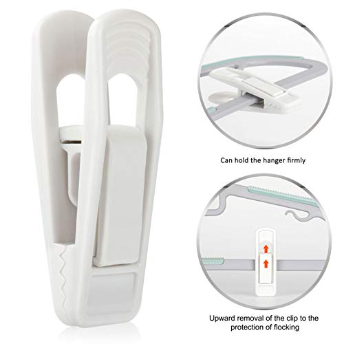 Tinfol 40pc Plastic Hanger Clips - Strong Pinch Grip Clips, White Pant Skirt Clip, Multi-Purpose Finger Clip for Slim-line Clothes Hangers - Image 4