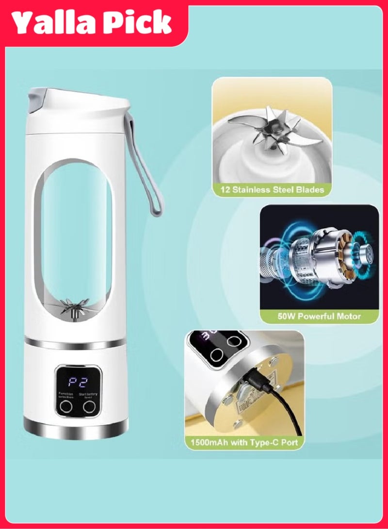 Yalla Pick Portable Electric Juicer and Blender, BPA-Free Blending Cup with 50W Motor and LCD Display for Juice Smoothies Shakes, Travel Home Office Gift - Image 3