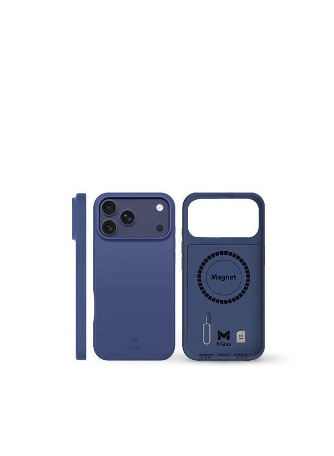 ماس جراب حماية من مادة TPU 6x1 من Mass Infinity، نحيف مقاوم للصدمات، مع دعم للوحة معدنية، وفتحة SIM مدمجة، وحماية متينة من السقوط، متوافق مع أجهزة Magsafe وiPhone (أزرق، iPhone 17 Pro Max) - Image 1