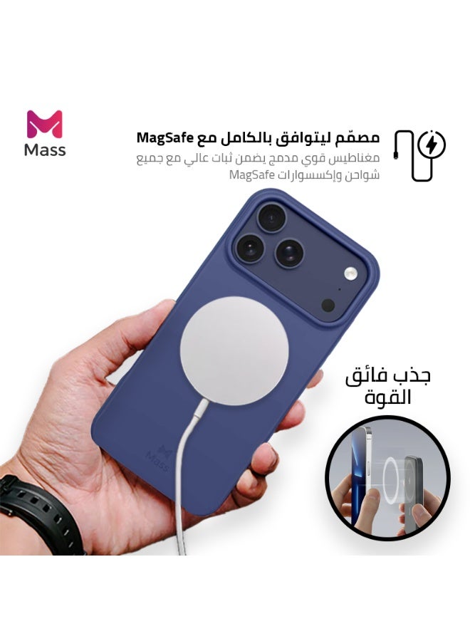 ماس جراب حماية من مادة TPU 6x1 من Mass Infinity، نحيف مقاوم للصدمات، مع دعم للوحة معدنية، وفتحة SIM مدمجة، وحماية متينة من السقوط، متوافق مع أجهزة Magsafe وiPhone (أزرق، iPhone 17 Pro Max) - Image 3