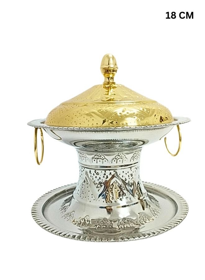 Royal Tamriya, a luxurious serving bowl with a royal touch 18 CM Silver/ Gold - Image 1
