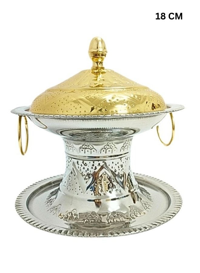 Royal Tamriya, a luxurious serving bowl with a royal touch 18 CM Silver/ Gold - Image 2