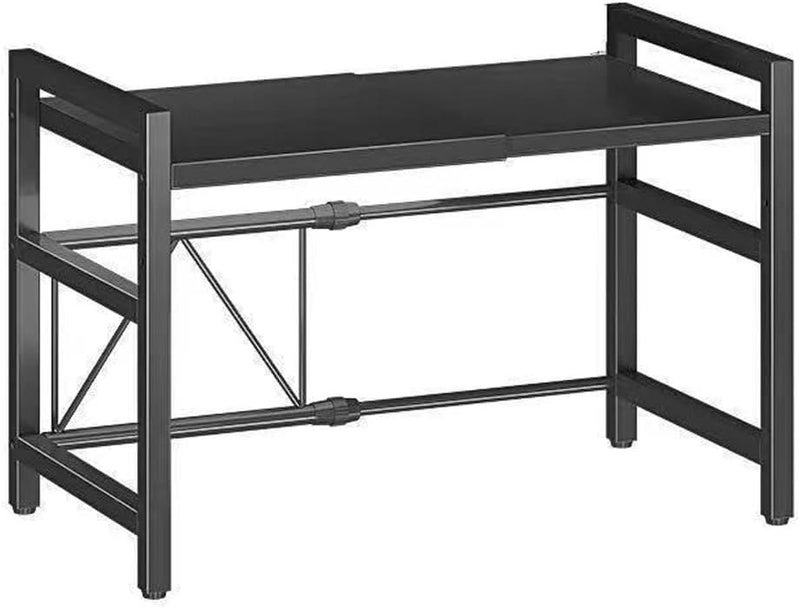 HOOKOR Microwave Oven Stand Countertop, 2-Tier Expandable Microwave Oven Rack with Hooks,Kitchen Counter Top Organizer and storage, Height and Length Adjustable,100lb Weight Capacity (Black) - Image 4