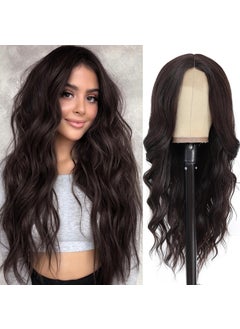 NAYOO NAYOO Long Wavy Wigs for Women Dark Brown Middle Part Wig Synthetic Heat Resistant Fiber Women Wigs for Daily Party Use 26 Inch Dark Brown 