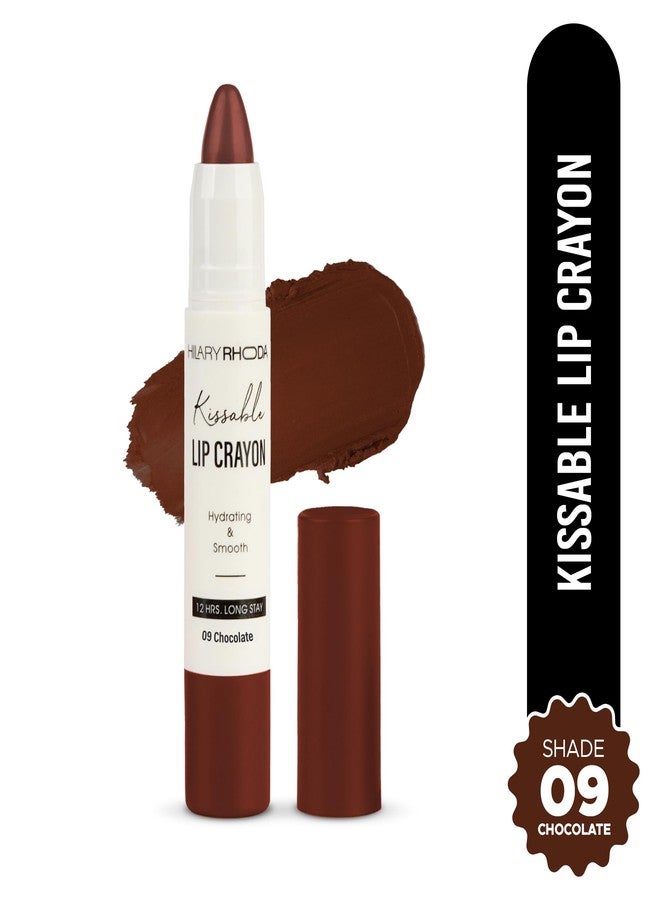 Hilary Rhoda Kissable Lip Crayon |12-Hour Stay | Highly Pigmented Matte Finish | Smudge-Proof & Transfer proof Lipstick | Retractable Lip Crayon | 3.5g - (Chocolate | Shade 09) - Image 2