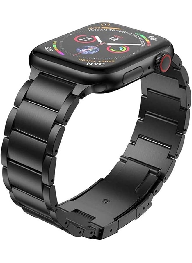 Dado Titanium Metal Watch Band Compatible With Watch Series 10 Ultra 2 9 8 Ultra 8 7 6 49 46 45 44 42 Mm Light Wieght With Double Button Clasp Strap  - Image 3