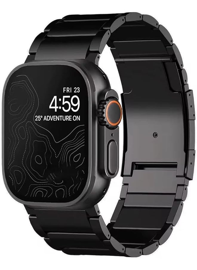 Dado Titanium Metal Watch Band Compatible With Watch Series 10 Ultra 2 9 8 Ultra 8 7 6 49 46 45 44 42 Mm Light Wieght With Double Button Clasp Strap  - Image 1