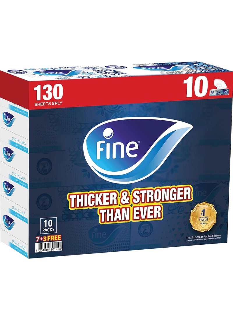 Fine Fine Classic Facial Tissue 130x2ply Pack Of 10  - Image 1