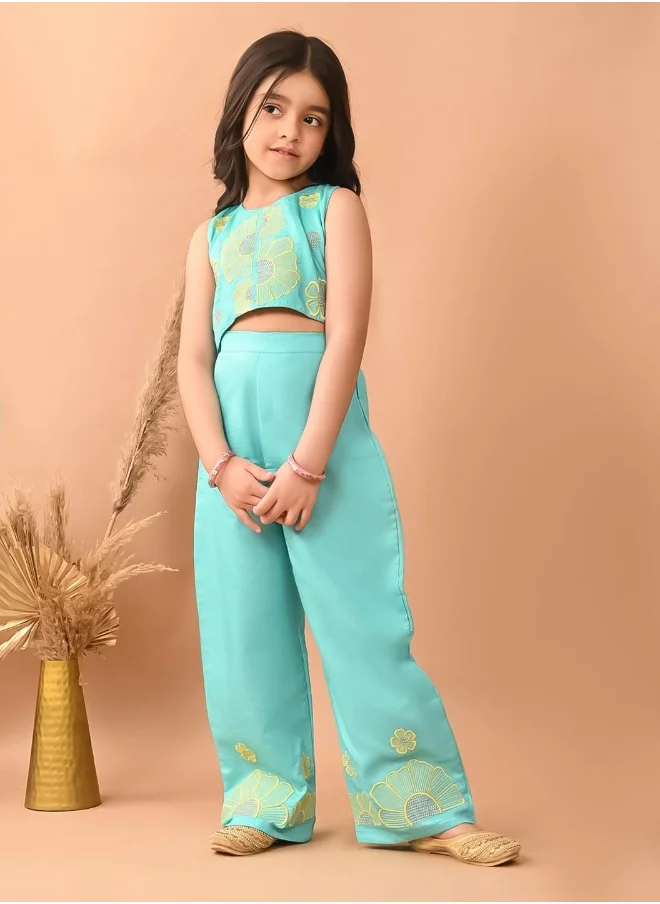 LILPICKS Printed Top with Palazzo Set
