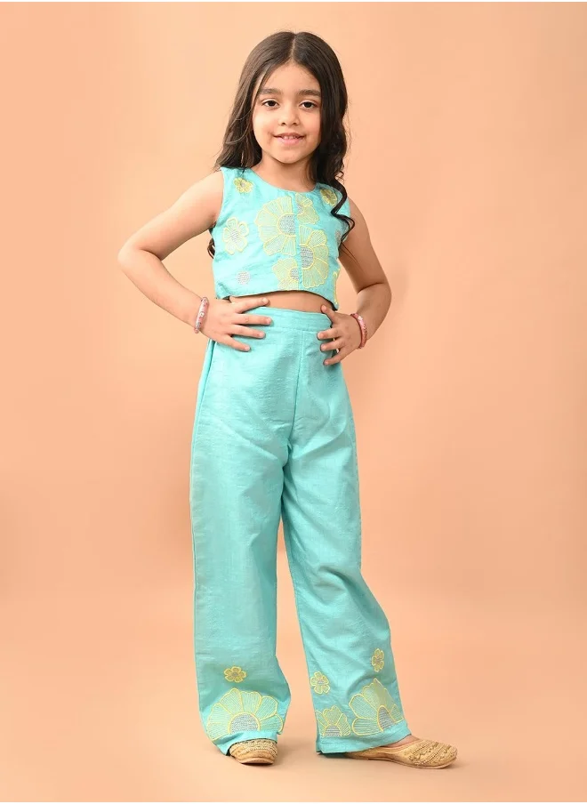 LILPICKS Printed Top with Palazzo Set