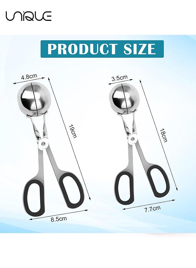 Unique 2PCS Meatball Maker - None-stick Meatball Scoop Ball Maker with Detachable Anti-Slip Handles, Stainless Steel Meat Baller Cake Pop Scoop for Kitchen - Image 2