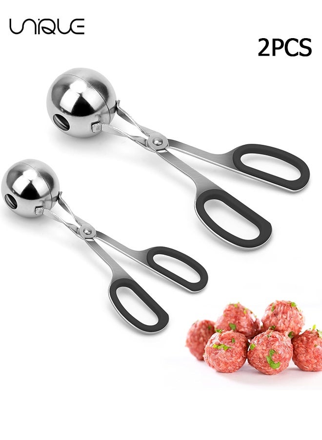 Unique 2PCS Meatball Maker - None-stick Meatball Scoop Ball Maker with Detachable Anti-Slip Handles, Stainless Steel Meat Baller Cake Pop Scoop for Kitchen - Image 1