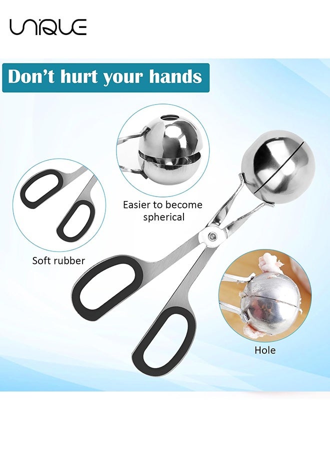 Unique 2PCS Meatball Maker - None-stick Meatball Scoop Ball Maker with Detachable Anti-Slip Handles, Stainless Steel Meat Baller Cake Pop Scoop for Kitchen - Image 3