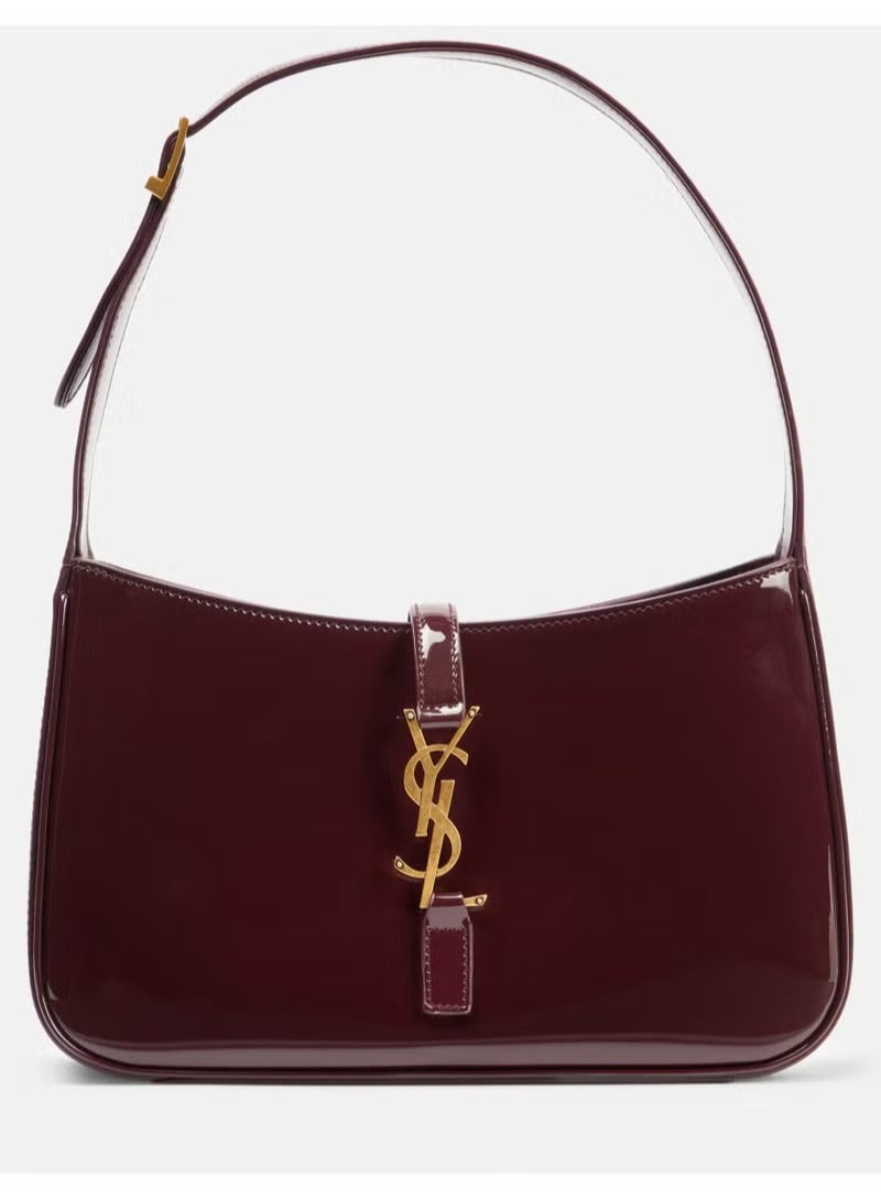 Yves Saint Laurent حقيبة هوبو جلدية للنساء Le 5 à 7، حقيبة توت للنساء، حقيبة كتف للنساء، حقيبة يد للنساء، حقيبة سفر للنساء، لون أحمر نبيذي لامع - Image 1