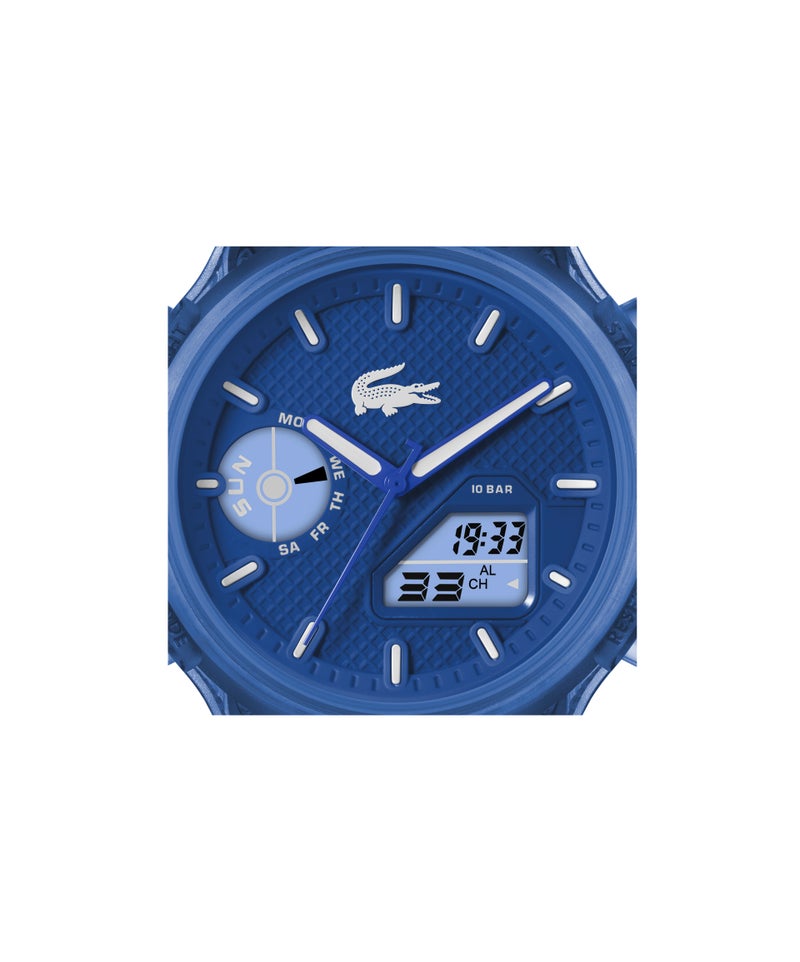 LACOSTE Round Analog-Digital Men'S Stainless Steel And Blue Transparent Tr90 Case  Watch - Image 5