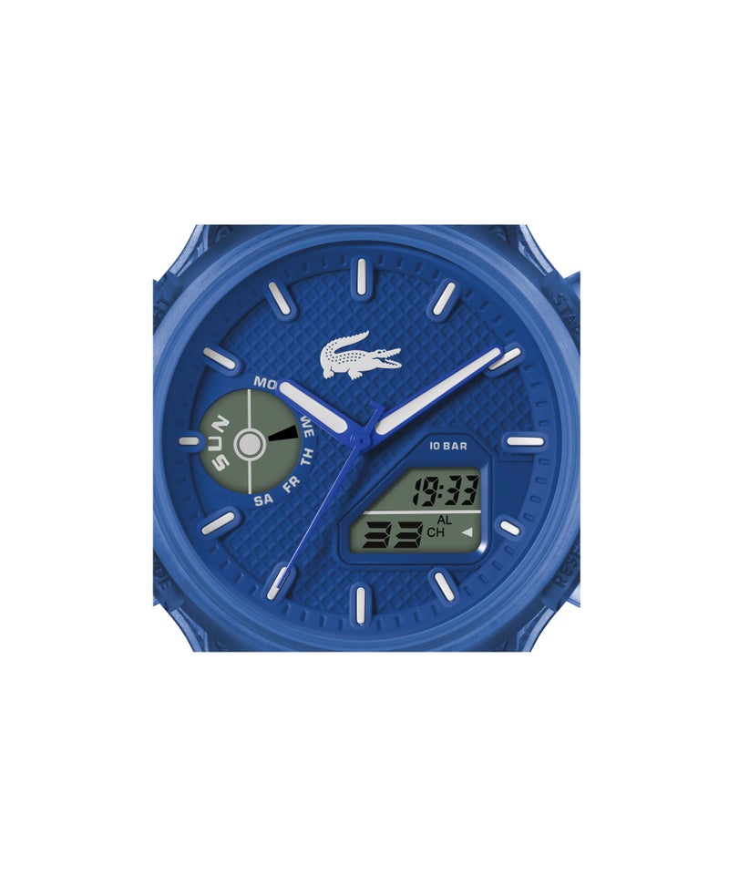 LACOSTE Round Analog-Digital Men'S Stainless Steel And Blue Transparent Tr90 Case  Watch - Image 4