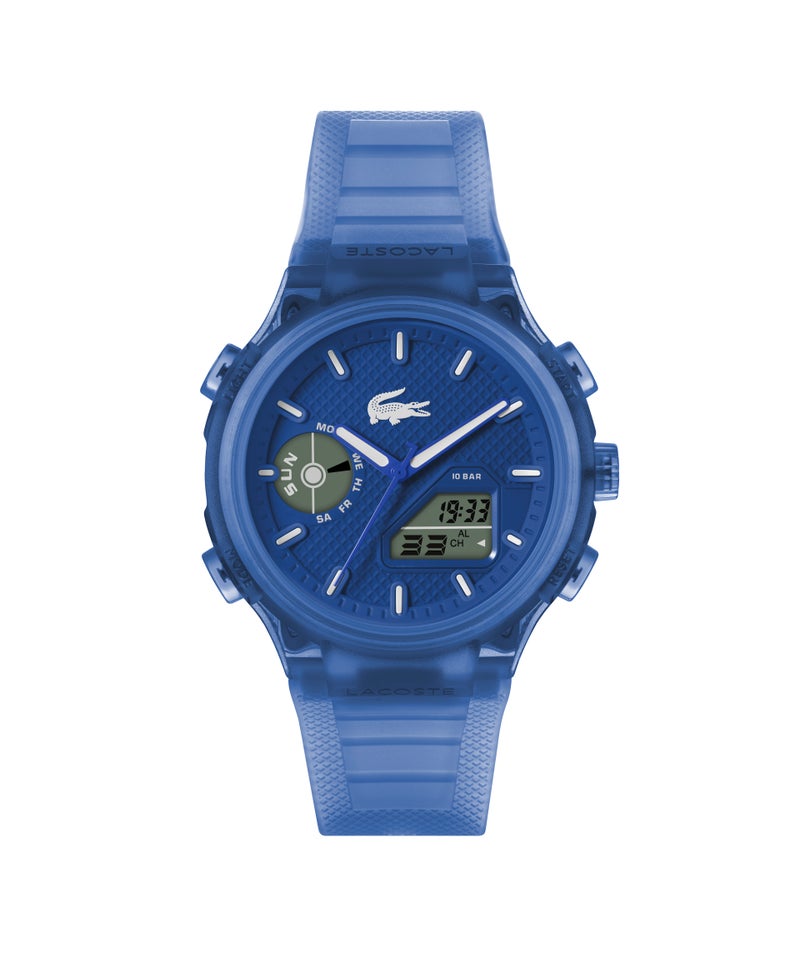 LACOSTE Round Analog-Digital Men'S Stainless Steel And Blue Transparent Tr90 Case  Watch - Image 3