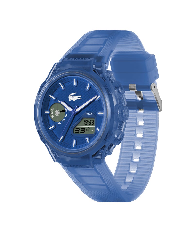 LACOSTE Round Analog-Digital Men'S Stainless Steel And Blue Transparent Tr90 Case  Watch - Image 1