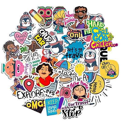 iberry's Stickers for Laptop Mobile Phones Computer Bicycle Luggage Scrapbooks Gadgets Waterproof Stickers|Funny Quirky Sticker|Funny Quotes Stickers|Laptop Sticker-Set of 50 Stickers (06), Vinyl - Image 1